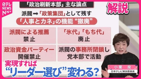 日テレNEWSセレクト 【解説】｢政策集団｣として生き残れる？　“透明性”どう担保？　政治刷新本部「中間とりまとめ案」中身は…