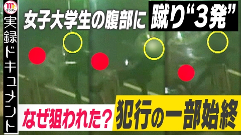 実録ドキュメント Mr.サンデーpresents 逃げる女子大生の腹に蹴り3発を入れる男 犯行の一部始終を記録した防犯カメラ映像を独自入手 一体なにが！？
