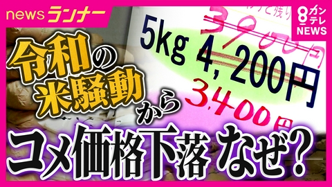 newsランナー 「赤字覚悟で値下げ」コメ価格が一転して下落の理由は？　一時5000円台から今後は「5kg税込み2000円台」の可能性も？　令和の米騒動から1年　中東情勢でコスト増に懸念