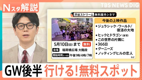 TBS NEWS DIG Powered by JNN GW後半戦!無料で楽しめるスポットをご紹介!【Nスタ】