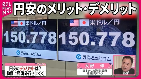 日テレNEWSセレクト 【解説】「円安」進む  観光活況も…人手不足に？  日本で暮らす人への影響は