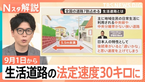 TBS NEWS DIG Powered by JNN 「生活道路」法定速度60キロ→30キロに【Nスタ】