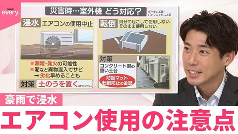 日テレNEWSセレクト 【なるほどッ！】暑さで室外機も“熱中症”に 豪雨や酷暑…エアコン使用の注意点 災害時に浸水や転倒…故障防ぐには