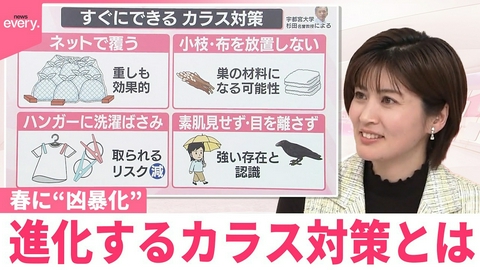 日テレNEWSセレクト 【なるほどッ！】人を襲うことも 春に“凶暴化”カラス 進化する対策とは