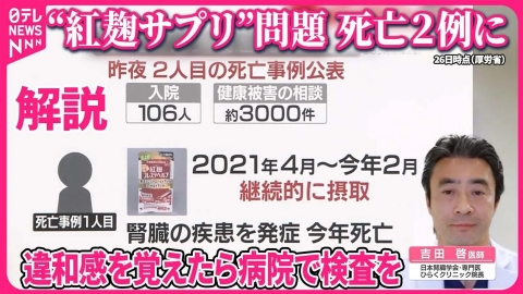 日テレNEWSセレクト 【解説】“紅麹サプリ”で健康被害 「腎疾患」とは 日本腎臓学会・専門医に聞く