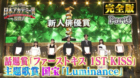 第49回日本アカデミー賞授賞式 フルバージョンPart３新人俳優賞・話題賞・主題歌賞
