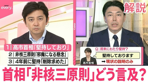日テレNEWSセレクト 【徹底解説】高市首相が広島でどう｢非核三原則｣言及？現状にとどめ将来は明言せず 著書では｢邪魔になる｣と主張