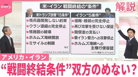 日テレNEWSセレクト 【専門家解説】アメリカ･イランだけの交渉｢成立は無理｣ “停戦条件”言いたいこと言い合っているだけ？