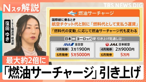 TBS NEWS DIG Powered by JNN 「燃油サーチャージ」6月引き上げ【Nスタ】