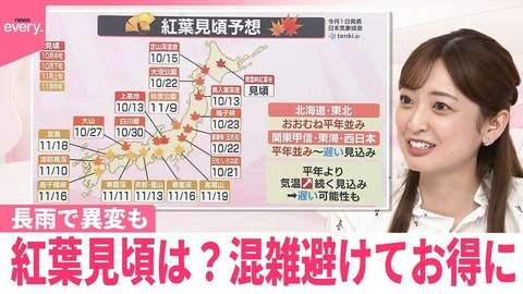 日テレNEWSセレクト 【なるほどッ！】長雨で異変も…紅葉の見頃は？混雑避けてお得に
