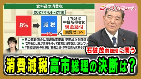 プライムニュース 石破茂前総理に問う！「消費減税」と「皇室典範」の本質