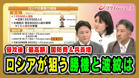 プライムニュース 侵攻後「最高額」国防費＆兵員増でロシアが狙う勝機と波紋は