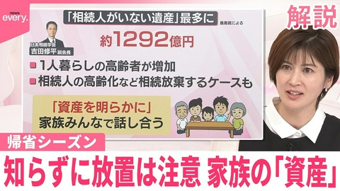 日テレNEWSセレクト 【なるほどッ！】知らずに放置は注意…家族の「資産」 帰省シーズン、家族で集まる機会に考える
