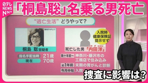 日テレNEWSセレクト 【捜査に影響は？】「桐島聡」名乗る男が死亡…  50年近く“逃亡生活”…どうやって？【#みんなのギモン】