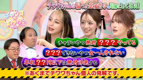 チャンスのチワワ 美女たちが突きつける“ダメ男”の条件にママタルト戦慄!?