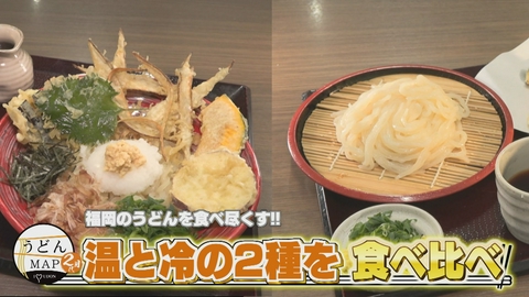 うどんMAPサタデー 福岡のうどんを食べ尽くす 温と冷の2種を食べ比べ