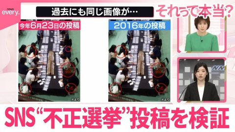 日テレNEWSセレクト 【それって本当？】SNS“不正選挙”投稿を検証…“開票所”へのカバン持ち込み、指摘画像は使い回し？