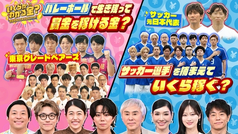 いくらかわかる金？ サッカー＆バレーボール日本代表のスゴ技vs芸能人の賞金バトル！