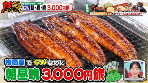 PS純金 物価高でも楽しめる　GW朝・昼・晩3,000円旅