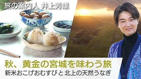 美しい日本に出会う旅 秋、黄金の宮城を味わう旅　新米おこげおむすびと北上の天然うなぎ