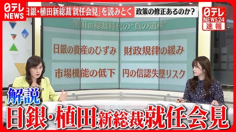 日テレNEWSセレクト 【解説】日銀・政策の修正あるのか？ 植田新総裁就任会見を読みとく