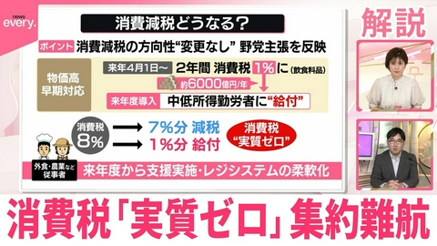 日テレNEWSセレクト 【消費税｢実質ゼロ｣】“決裂もやむなし”野党も 無理に案通すと与党にリスク 調整が難航【解説】