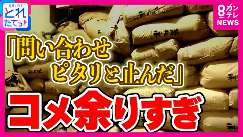 旬感LIVE とれたてっ！ 価格暴落危機か？農家「問い合わせピタリ止んだ」今度はコメが余っている...昨年の「米不足」から一転