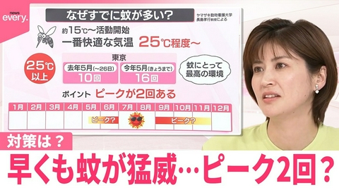 日テレNEWSセレクト 【なるほどッ！】ピーク2回？早くも蚊が猛威 屋内で潜む場所、対策は