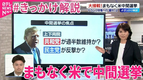 日テレNEWSセレクト 【#きっかけ解説】前半2年間の｢国民の審判｣…アメリカでまもなく中間選挙 上下両院共和党が過半数維持か？ 民主党反撃か？