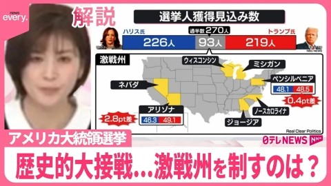 日テレNEWSセレクト 【解説】歴史的大接戦で投票へ　両候補、激戦州で最後の訴え　最新の情勢は？