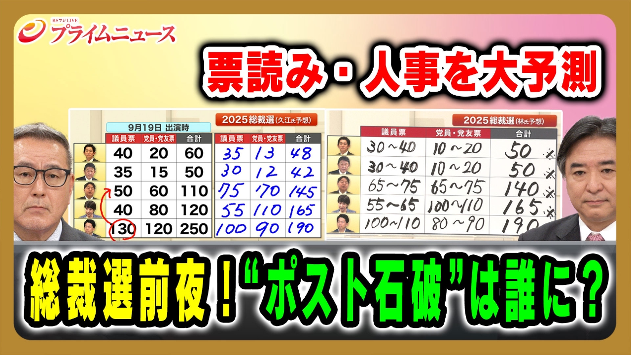 プライムニュース 10月3日(金)放送分 総裁選前夜！“ポスト石破”は誰に 配信用 90～110
