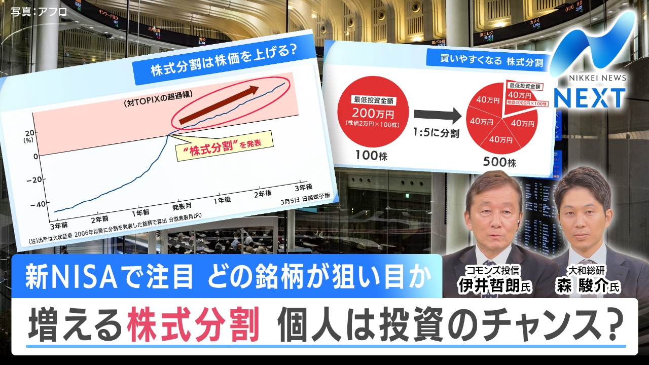 NIKKEI NEWS NEXT 9月30日(火)放送分 株式分割の増加で株価 も上昇？個人投資家にはチャンスか｜報道／ドキュメンタリー｜見逃し無料配信はTVer！人気の動画見放題