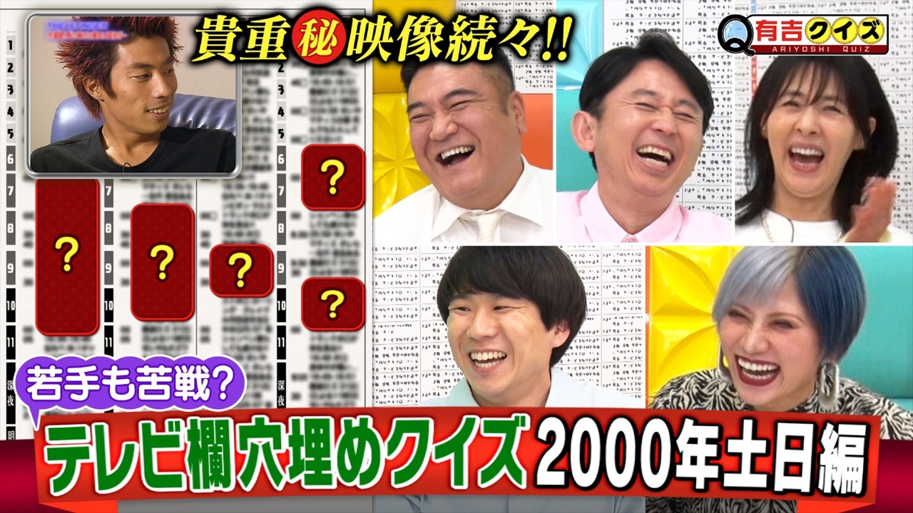 有吉クイズ 6月15日(日)放送分 秘蔵映像も満載！2000年テレビ欄