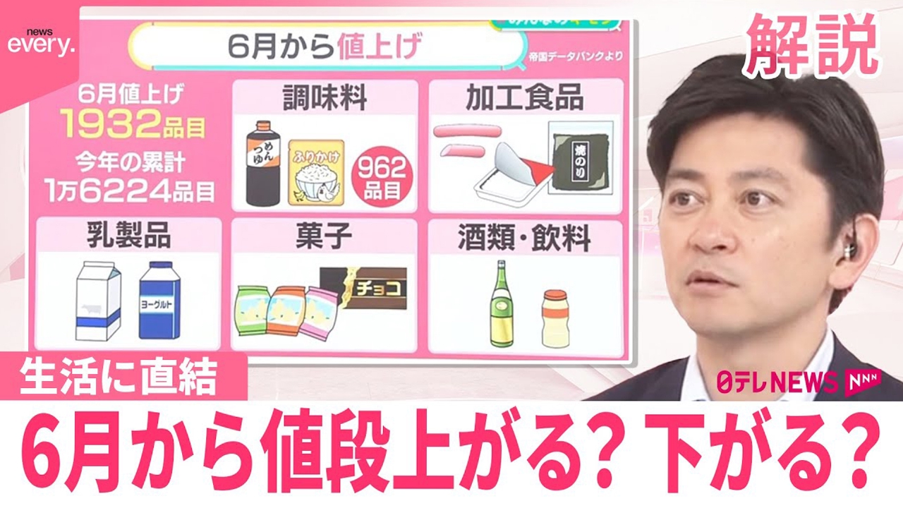 日テレNEWSセレクト 6月2日(月)放送分 【生活に直結】6月から値段